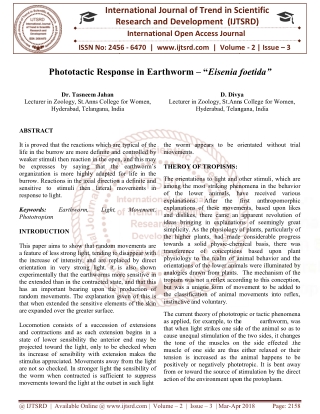 Phototactic Response in Earthworm - "Eisenia foetida"