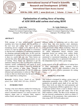 Optimization of cutting force of turning of AISI 1018 mild carbon steel using RSM