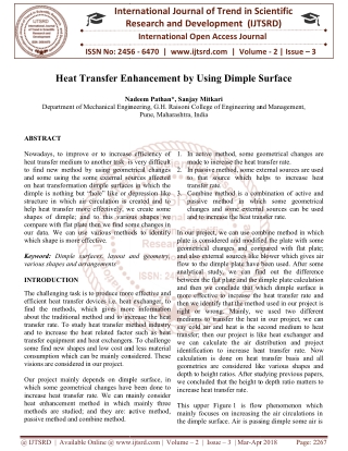 Heat Transfer Enhancement by Using Dimple Surface