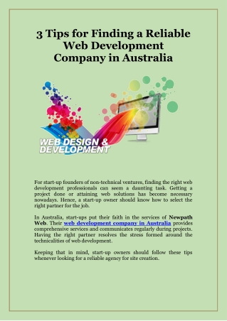 3 Tips for Finding a Reliable Web Development Company in Australia
