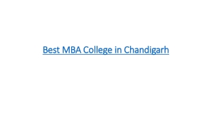 Best MBA College in Chandigarh