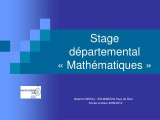 Stage départemental « Mathématiques »