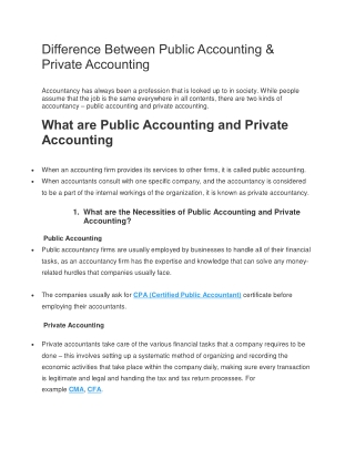 Difference Between Public Accounting and Private Accounting