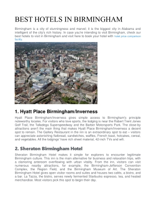 BEST HOTELS IN BIRMINGHAM