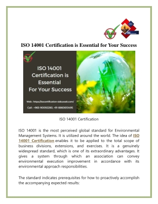 ISO 14001 Certification is Essential For Your Success