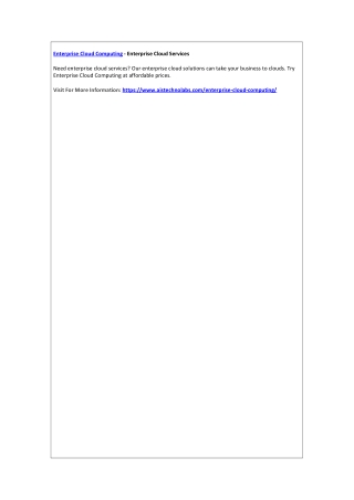 Enterprise Cloud Computing - Enterprise Cloud Services