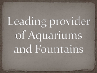 Leading provider of Aquariums and Fountains