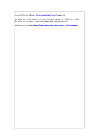Enterprise Mobility Solutions - Mobile Computing Services Management