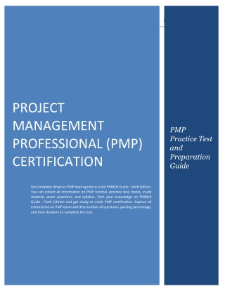 [Study Guide] Project Management Professional (PMP) Certification