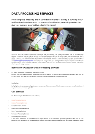 DATA PROCESSING SERVICES