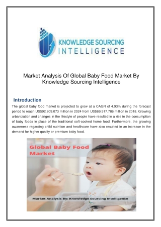 Baby Food Market Growth, Trends, and Forecast (2019 - 2024)