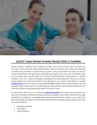 Land O’ Lakes Dental: Premier Dental Clinic in Coaldale