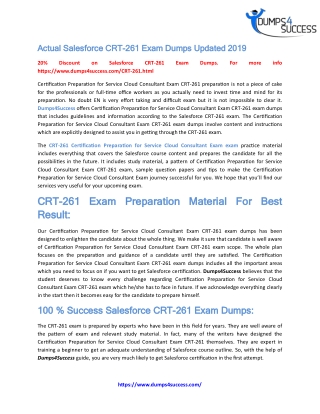 Actual Salesforce CRT-261 [2019] Exam Dumps with Passing Guarantee