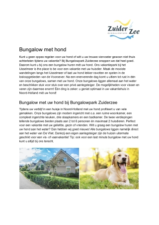 Bungalowpark Zuiderzee - Bungalow met hond