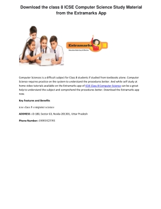 Download the class 8 ICSE Computer Science Study Material from the Extramarks App