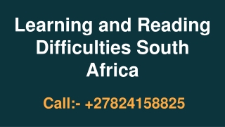 Learning and Reading Difficulties South Africa