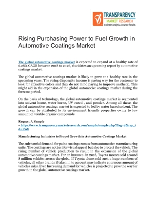 Rising Purchasing Power to Fuel Growth in Automotive Coatings Market