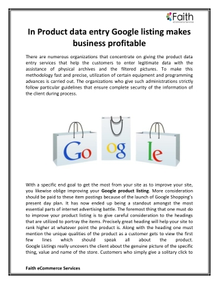 In Product data entry Google listing makes business profitable