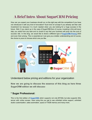 A Brief Intro About SugarCRM Pricing