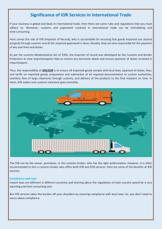 Significance of IOR Services in International Trade