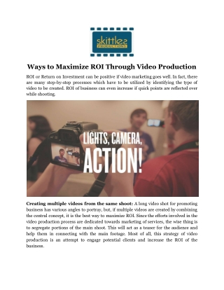 Ways to Maximize ROI Through Video Production