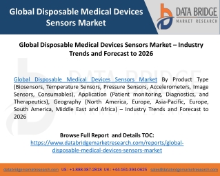 Global Disposable Medical Devices Sensors Market – Industry Trends and Forecast to 2026