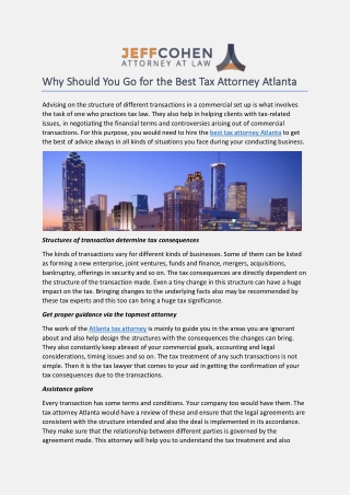 Why Should You Go for The Best Tax Attorney Atlanta
