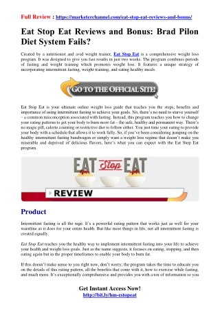 Eat Stop Eat  Review: Brad Pilon Diet System Fails?