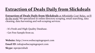 Extraction of Deals Daily from Slickdeals