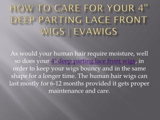 How to Care for your 4" Deep Parting Lace Front Wigs | EvaWigs