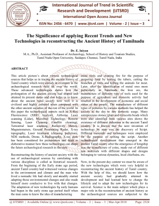 The Significance of applying Recent Trends and New Technologies in reconstructing the Ancient History of Tamilnadu