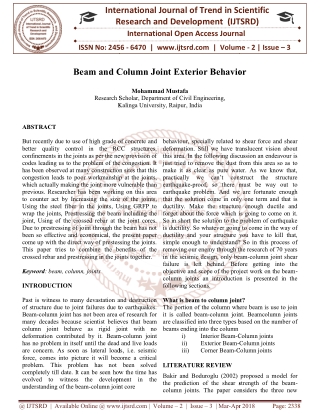 Beam and Column Joint Exterior Behavior