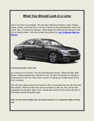 What You Should Look in a Limo