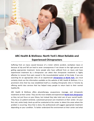 ARC Health & Wellness: North York’s Most Reliable and Experienced Chiropractors