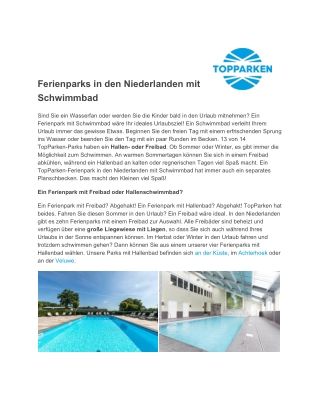 Ferienparks in den Niederlanden mit Schwimmbad