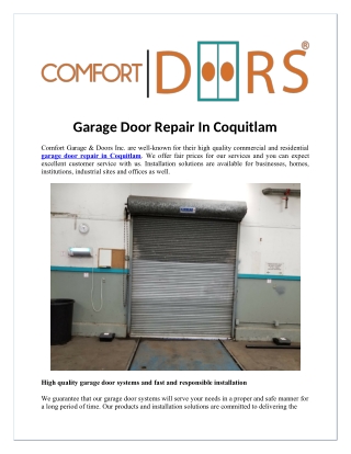 Garage Door Repair In Coquitlam