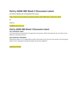 DeVry JADM 480 Week 5 Discussion Latest