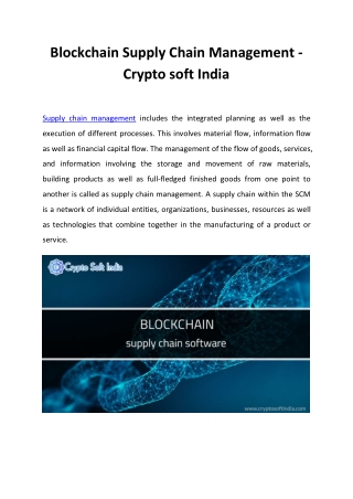 Blockchain Supply Chain Management - Crypto soft India