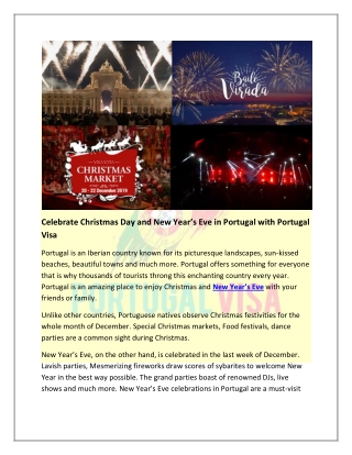 Celebrate Christmas Day and New Year’s Eve in Portugal with Portugal Visa