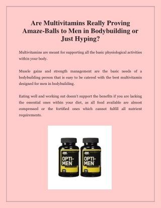 Multivitamin Bodybuilding | Best Multivitamin for Men Bodybuilding
