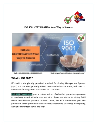 ISO 9001 CERTIFICATION Your Way To Success