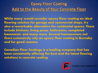 Epoxy Floor Coating - Add to the Beauty of Your Concrete Floor