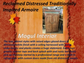 Reclaimed Distressed Traditionally Inspired Armoire