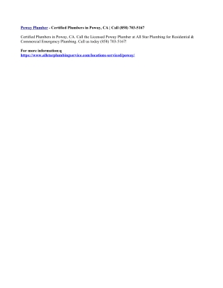 Poway Plumber - Certified Plumbers in Poway, CA | Call (858) 703-5167