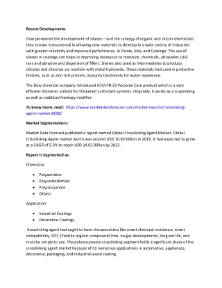 Crosslinking Agent Market Size and Growth Forecast Report 2018