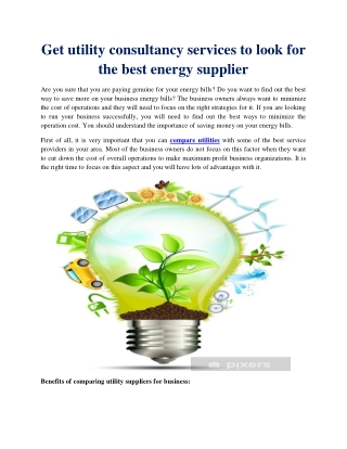 Get utility consultancy services to look for the best energy supplier