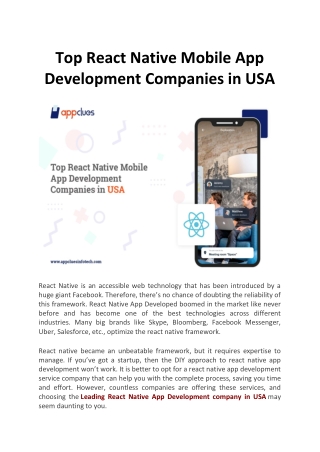 Top React Native Mobile App Development Companies in USA