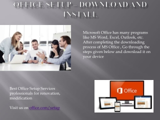 MS Office Suite at office.com/Setup