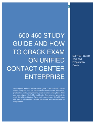600-460 Study Guide and How to Crack Exam on Unified Contact Center Enterprise