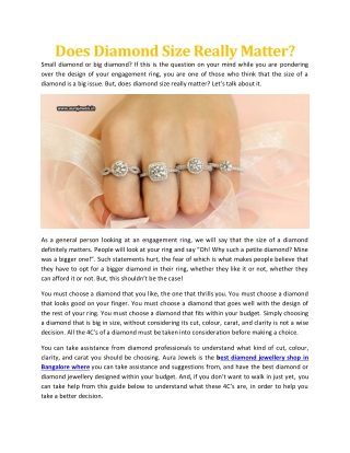 Does Diamond Size Really Matter - Aura Jewels